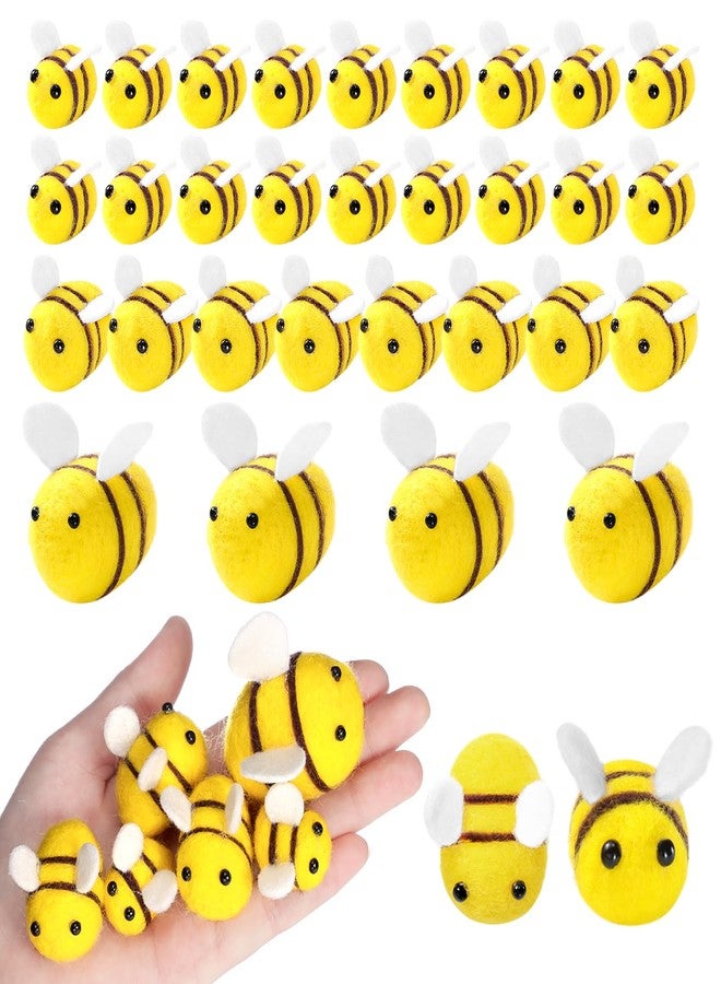 Mindsoft 30 Pcs Felt Bees for Crafts,Bee Party Decor 3 Size Little Bees Accessories Felt Bumble Plush Beehive Decor for DIY Gender Reveal Gift Themed Party Tiered Tray Decoration Costume DIY - Image 1